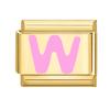 Vintage Y2K Pink 26 English Letters Gold Color Italian Charm Links Fit 9MM Bracelet Stainless Steel Making DIY Christmas Gifts