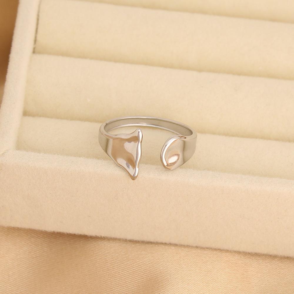 Modern Geometric Irregular Stainless Steel Women's Adjustable Ring