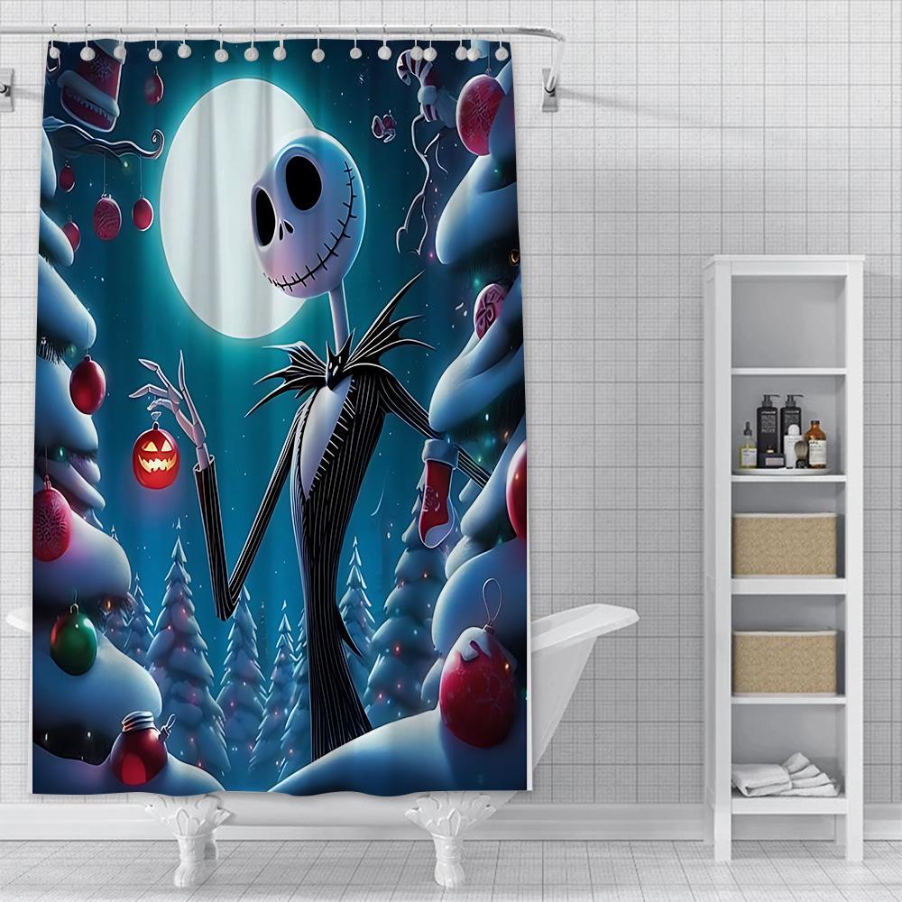 Dusche Jack Skellington Vorhang Wasserdicht Polyester Stoff Farbe Bunt Badezimmervorhänge Haus Badezimmer Dekor Vorhang Mit Haken