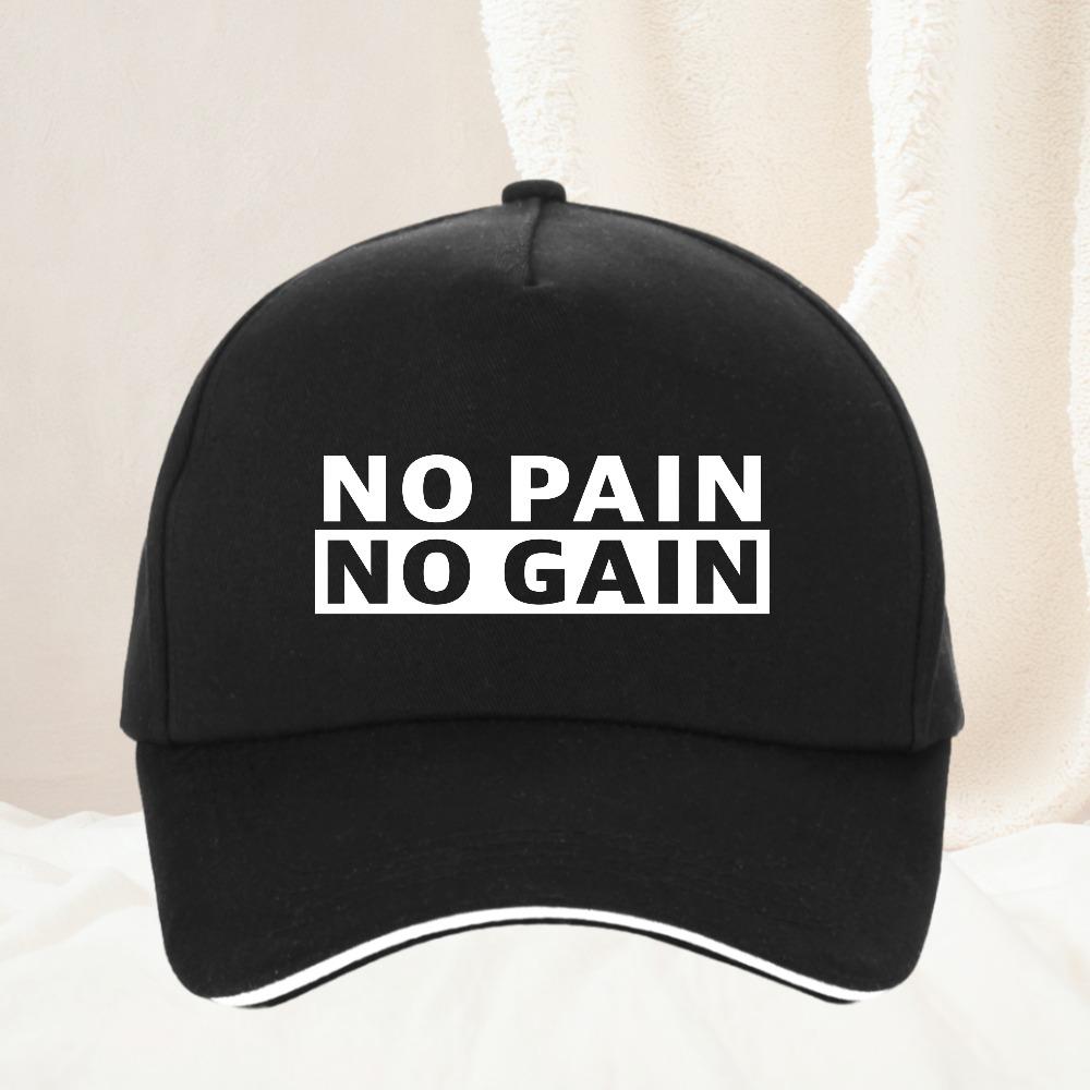 No Pain No Gain Baseball Cap for Unisex Women Adjustable Bodybuilding Fitness Gym Dad Hat Sun Protection Snapback Hats