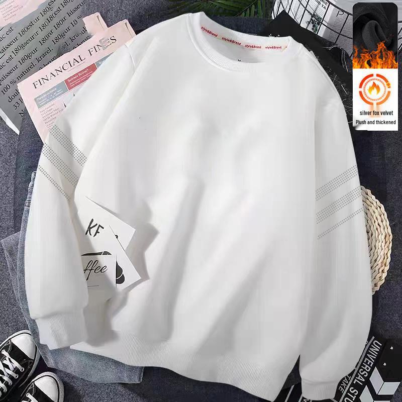 

Men s Plus Velvet Round Neck Winter Hoodie 2025 - Youthful Loose Fit, Long Sleeve Outerwear XL (115-130 lbs)
