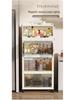 Multi-Layer Folding Bookcase with Wheels - Double Door, Moisture-Proof, Large Capacity, No Assembly Required.