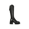 Black V-mouth Women's Long Boots Round Head 7CM Square Heel Heightening Knee-High Boots Fashion Sewing Rear Zipper Women Shoes