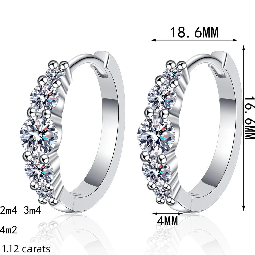 1.12ct Moissanite Earrings for Women Lab Grown Diamond Ear Studs 925 Silver Fine Jewelry Gift