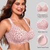 OEAK Women's Jelly Bra Leopard Print No Steel Rim Fan Gathering Seamless Full Coverage Convertible Daily Bra