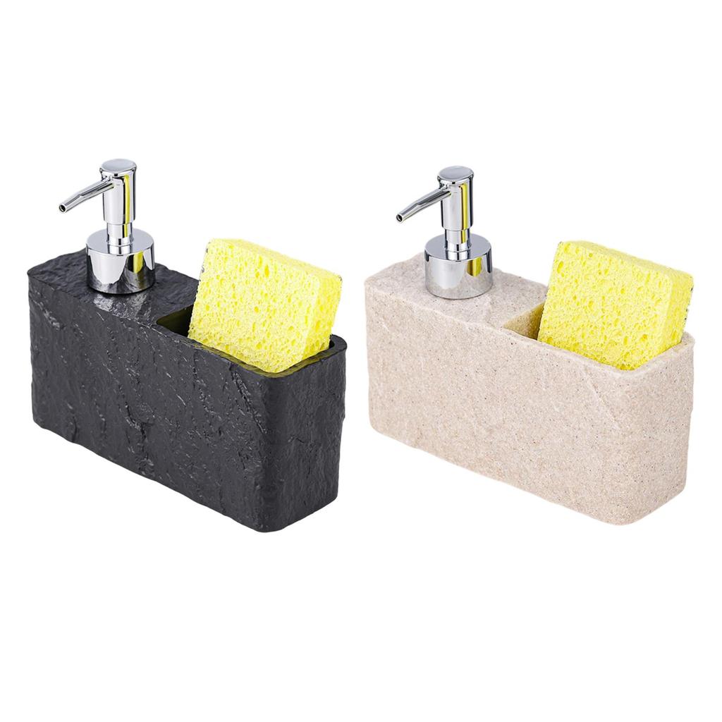Soap Dispenser with Storage Compartment Multifunctional Pump Bottle Organizer Holder for Countertop,Dish Sponge and Brushes