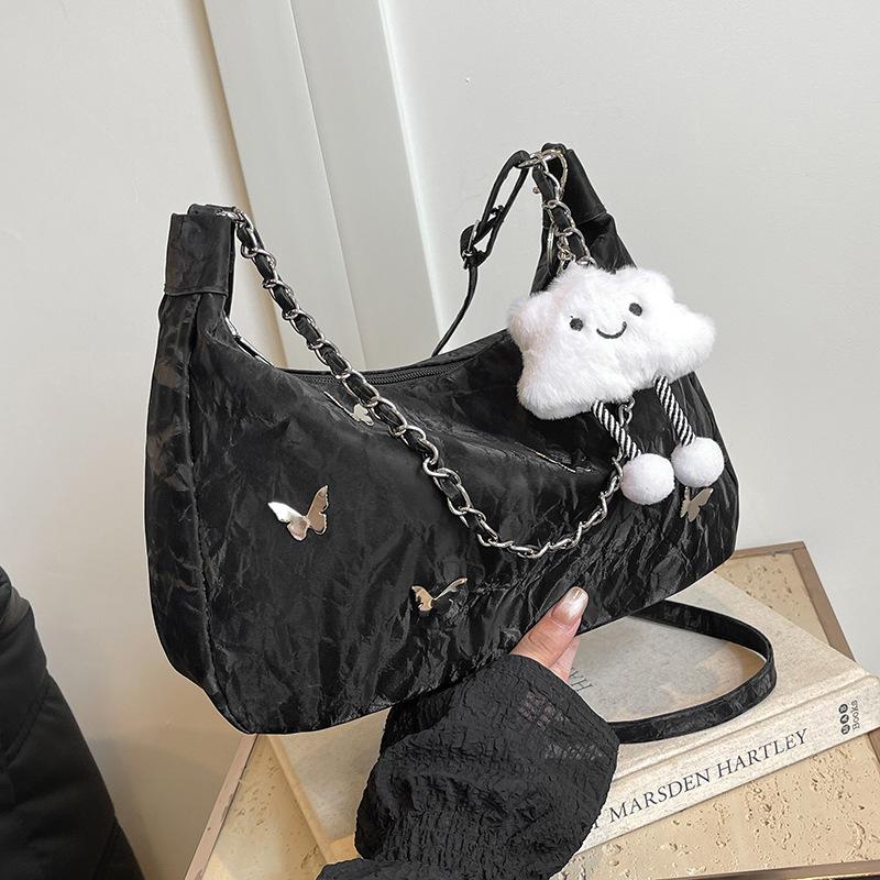 

Нишевый дизайн, персонализированная большая вместительная сумка для поездок на работу 2024 года, повседневная сумка-бабочка через плечо, новая модная и красивая Without pendant чёрный