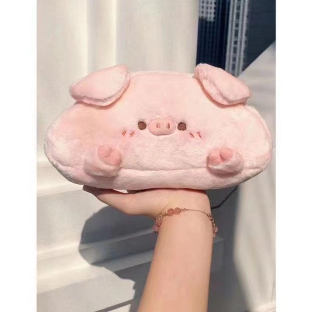 Durable Pink Pig Pencil Bag Soft Large Capacity Stationery Case Metal Zipper Cute Student Pencil Bag