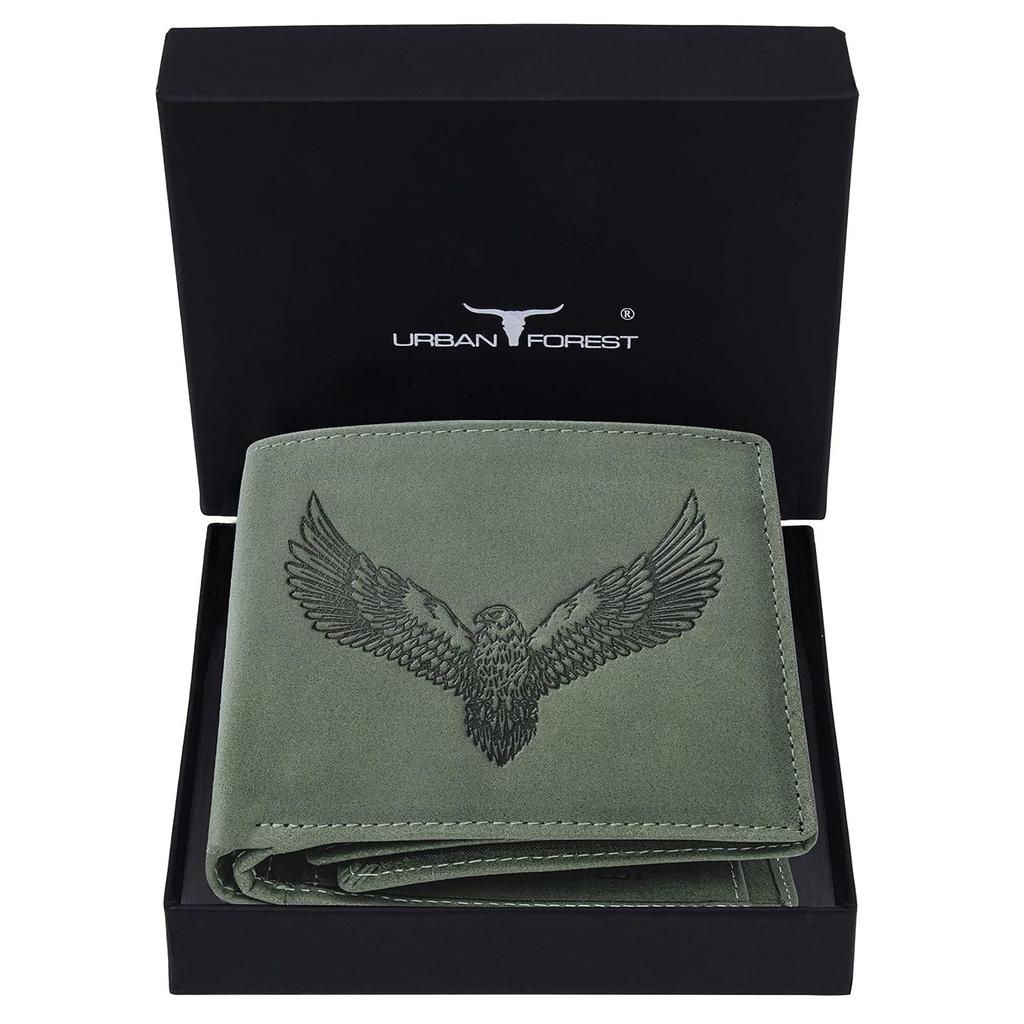 Portefeuille Zeus vintage en cuir vert pour homme