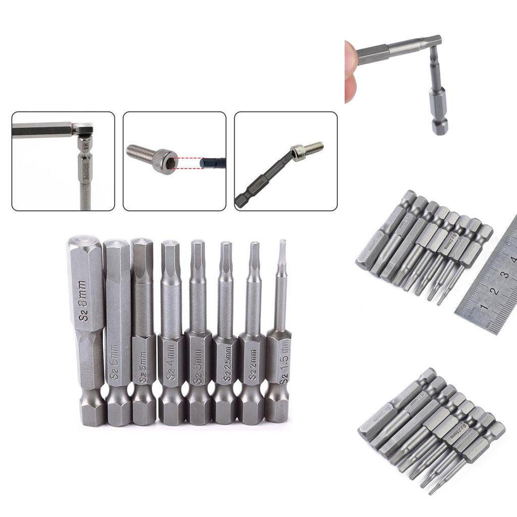 Außergewöhnliches 8-teiliges Sechskant-Lang-Inbusschlüssel-Bit-Set mit Schnellwechsel-Magnet-Schaftdesign
