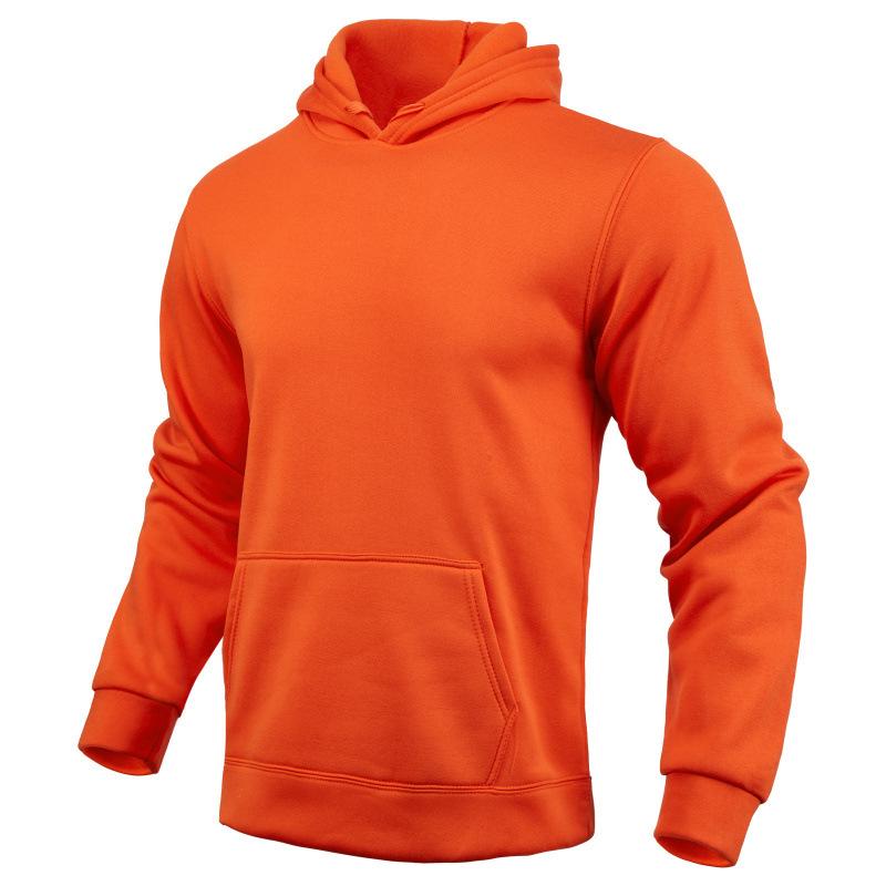 Unisex Fleece Hoodie: Solid Color Men’s Pullover, Sports Casual Long-Sleeved Top.