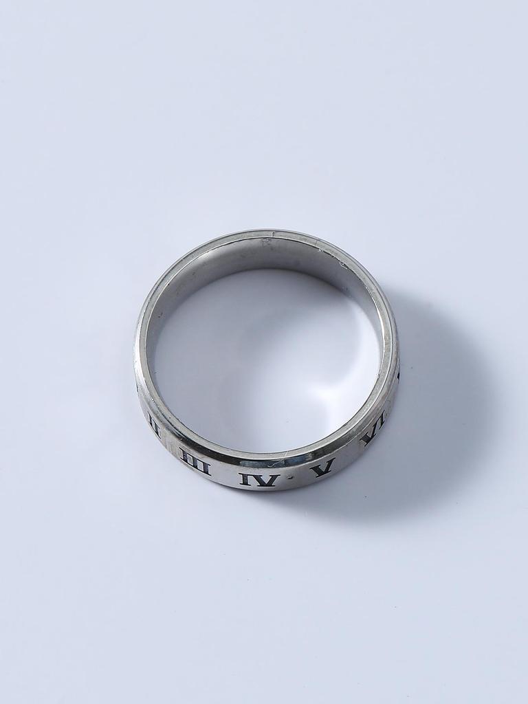 Korean Style Stainless Steel Roman Numeral Fashion Ring
