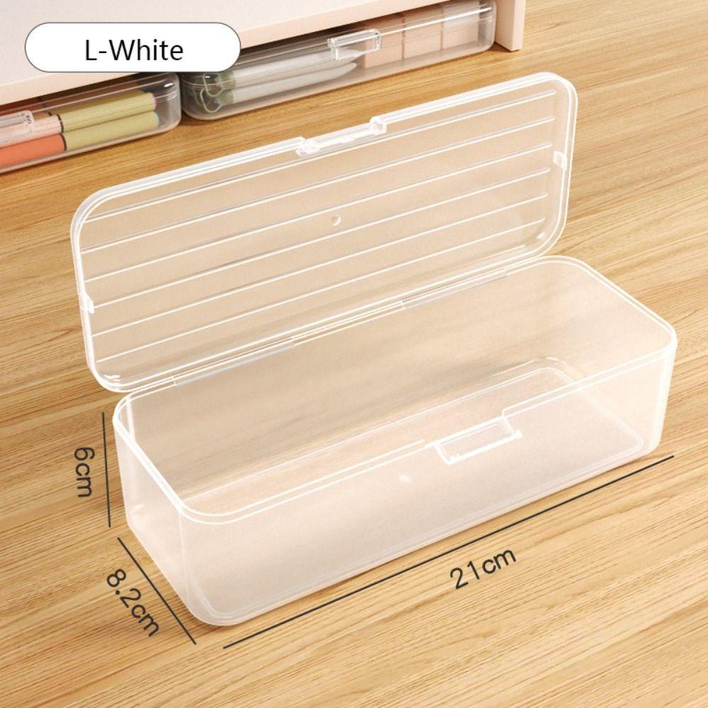 

Large Capacity Stationery Box Plastic Pencil Case High Quality Storage Box Gift White L 01
