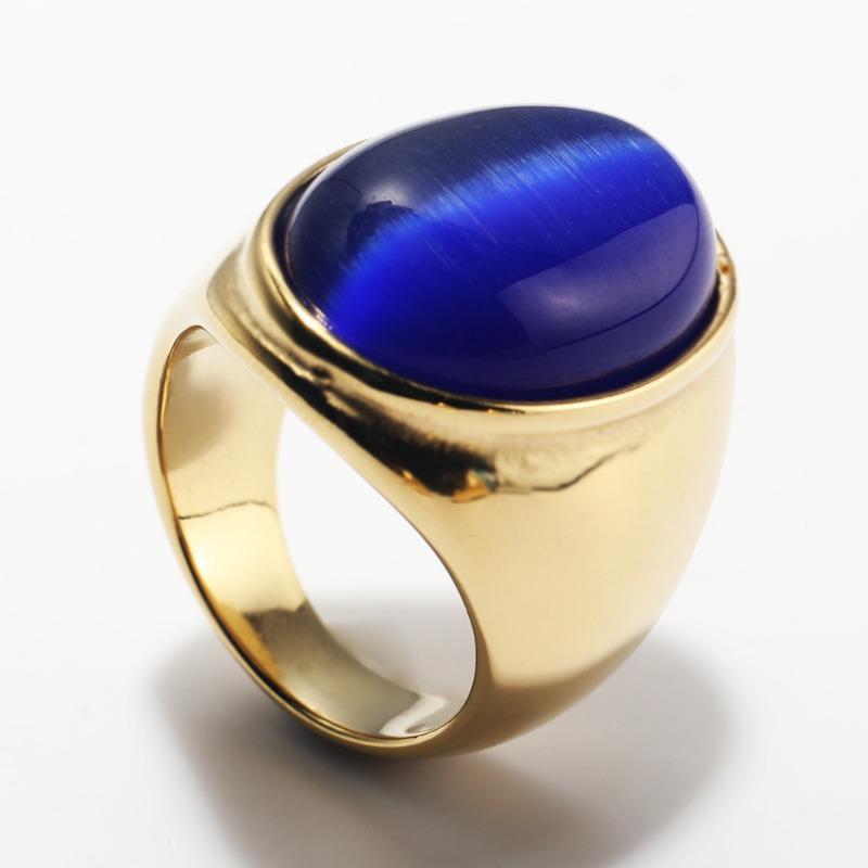 Luxury Gemstone Ring for Men Personalised Hip Hop Steel Titanium Jewellery Black Gold Silver Rock Hipster Street Finger Ring