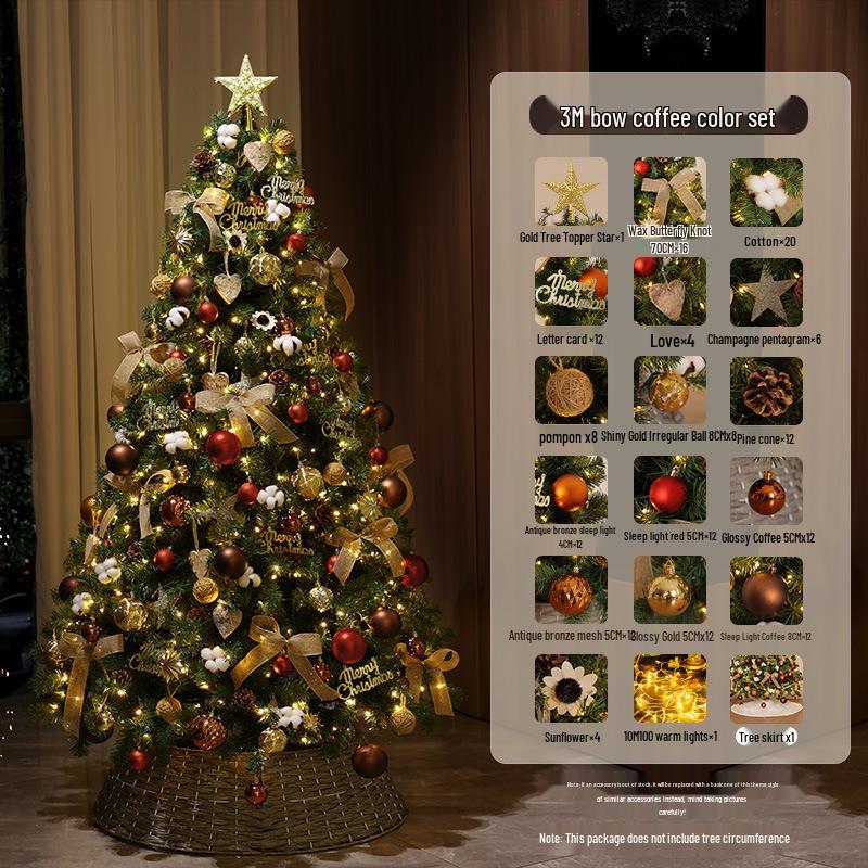 Large Encrypted Flickering Christmas Tree Ornament Set for Living Room Decor