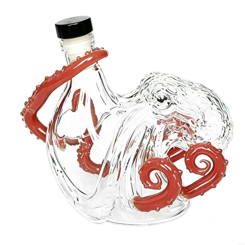 Unique Octopuses Glass Bottle For Liquor Storage And Display With Fine Carveds Detail 200Ml Capacity