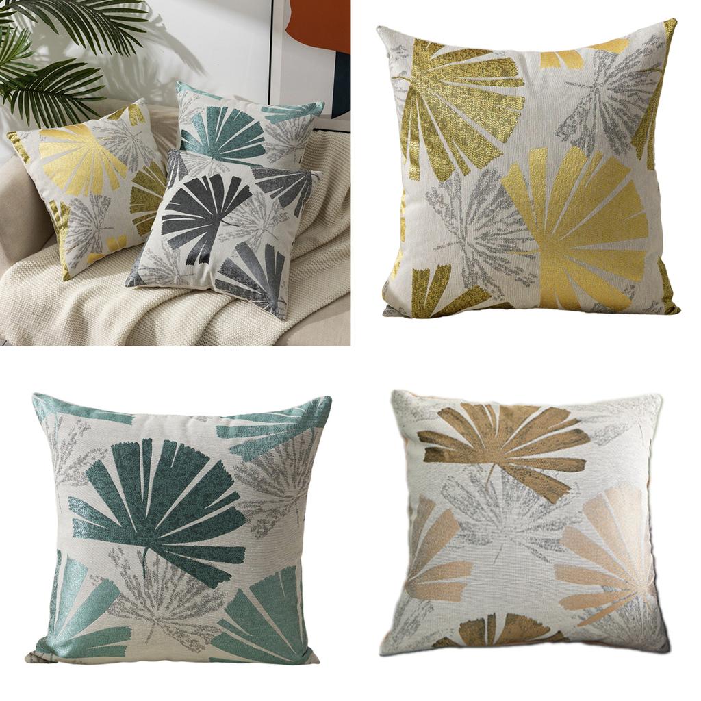 Leaf Pattern Jacquard Linen Pillow Cover Soft Textured Fabric Wrinkle Resistant Cushion Case For Living Room Bedroom
