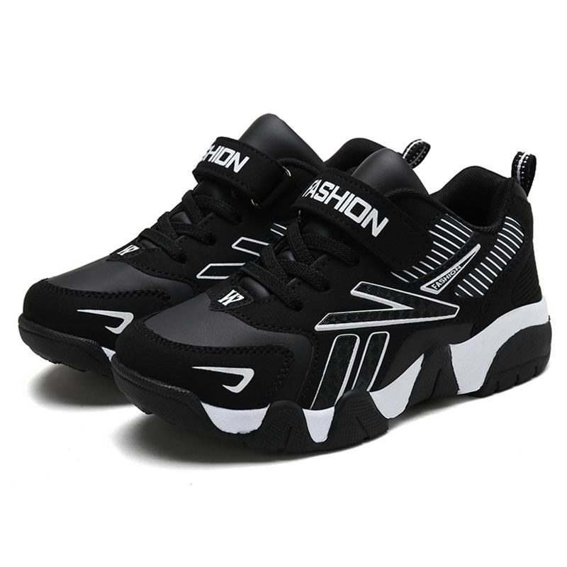 

Детские модные кроссовки для мальчиков, теннисные туфли, удобные кожаные кроссовки, легкие уличные детские спортивные кроссовки для ходьбы 40 черный белый