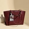 Luxury Large Capacity Women Shoulder Bag PU Leather Commuter Tote, Fashi Durable Office Work Bag, Simple Design Pure Handbag