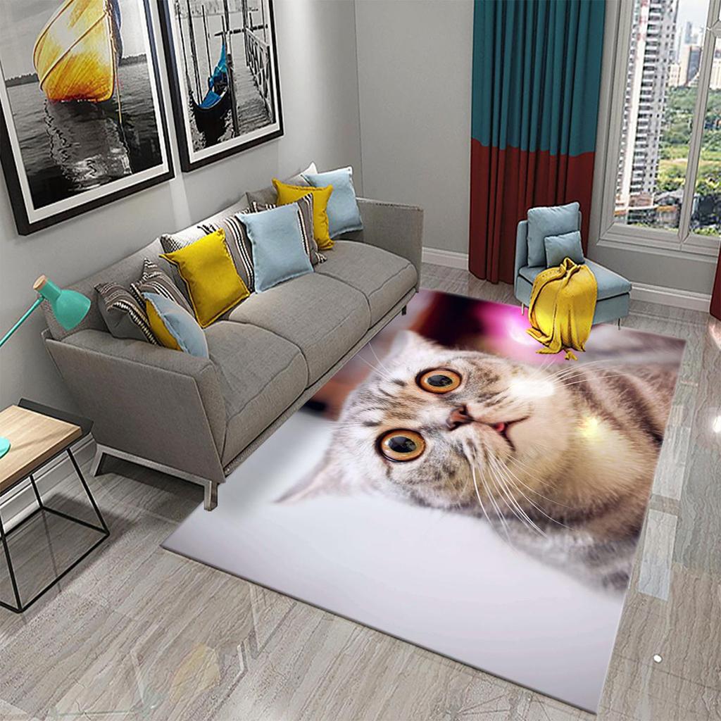 3D schöne Katze Teppich Teppich für Wohnzimmer Schlafzimmer Sofa Fußmatte Dekoration Kinder spielen rutschfeste Bodenmatte Badezimmer rutschfeste Teppich