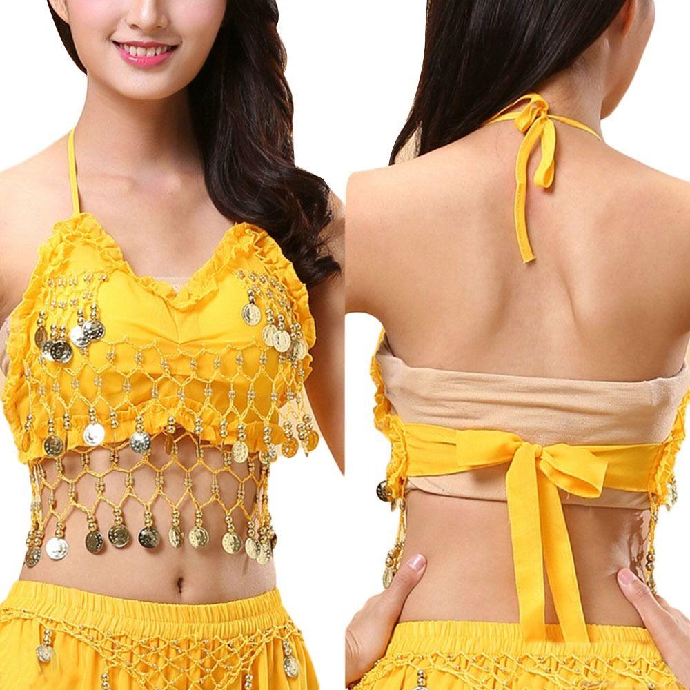 Women Sequin Tassel Nightclub Show Costumes Belly Dance Bra Halter Bra Performance Top