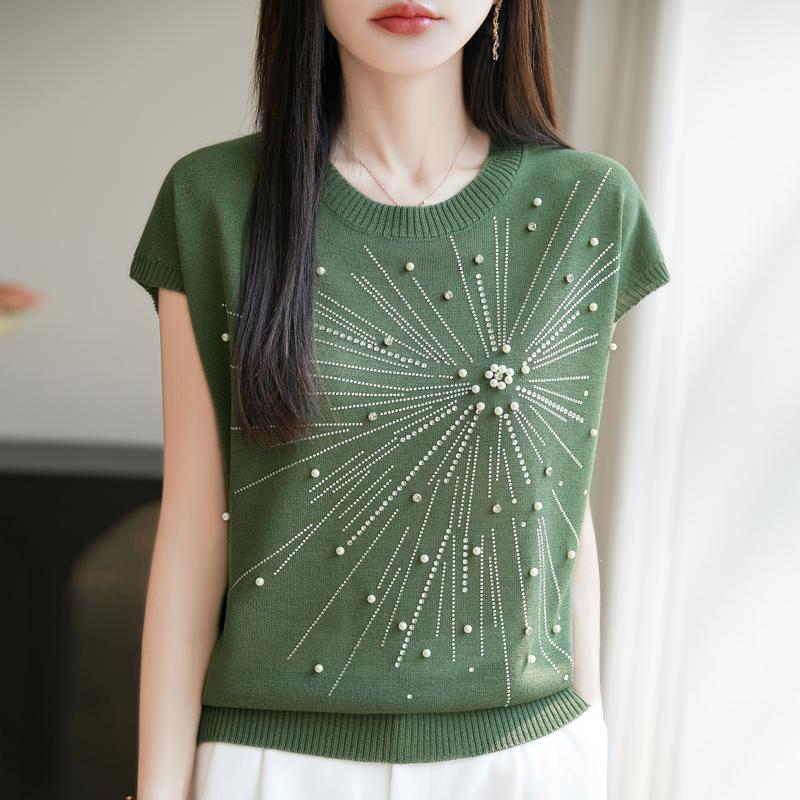 Women Knit T-shirt MODERN NEW SAGA Summer Knitted Shirt Short Sleeve Tees O-neck Pullover Knit Tops