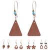 1 Pair Flower Shape Bohemia Drop Earrings Wood Waterdrop Shape Beads Hook Earrings Jewelry