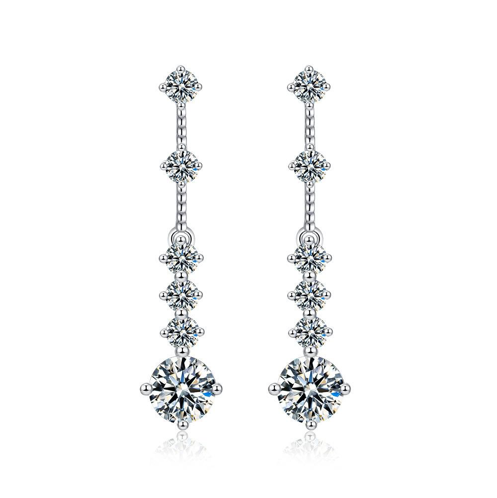 

JH 3CT 925 Sterling Silver Moissanite Stud Earrings for Women Elegant Ear Drop 18K White Gold DVVS1 Fine Jewelry Christmas Gift 1.3CT and 1.3CT