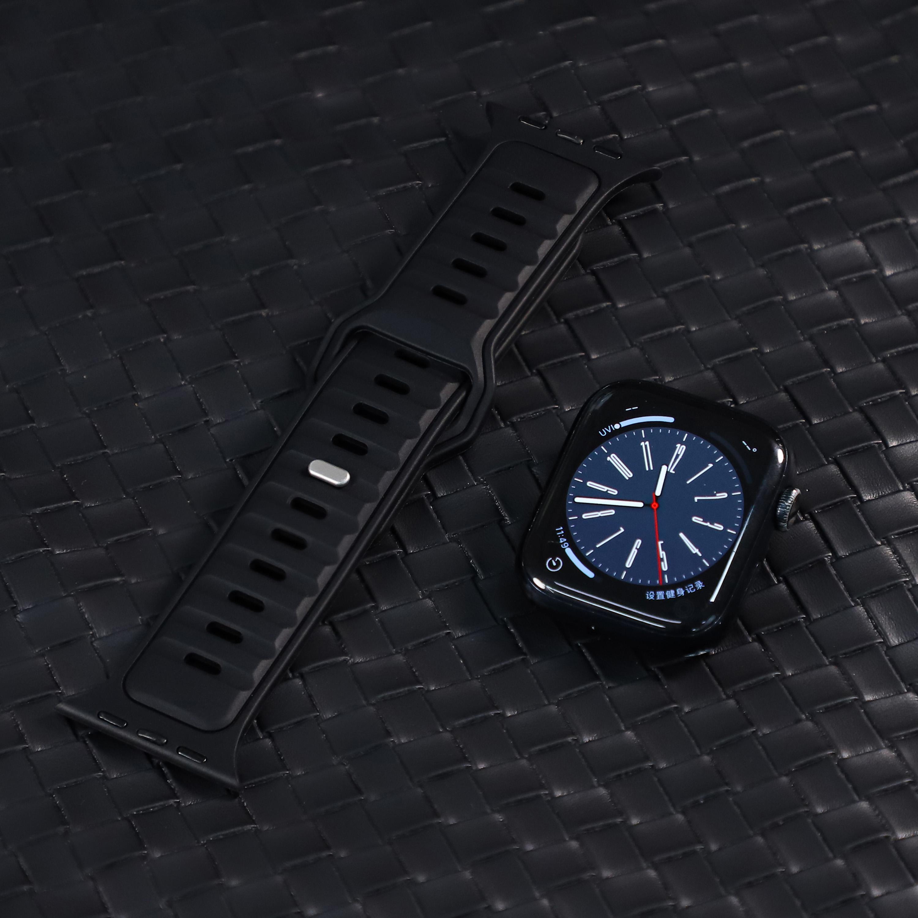 

Rubber Strap For Apple Watch Ultra 3 Band 49mm 46mm 45mm 44mm 42mm 40 41 Sport Bracelet correa IWatch Series 11 10 SE 9 8 7 6 5 38 40 41 s10-42mm