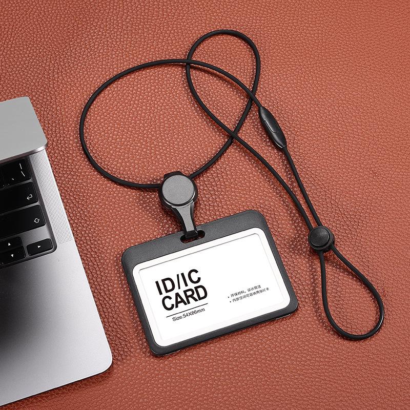 Double-Sided Transparent ID Card and Badge Holder with Round Silicone Lanyard