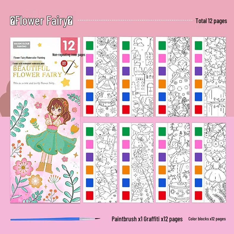 Cross-Border Children s Watercolor Doodle & Coloring Book book