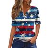 Women's Fashion Casual Independence Day Printed V-Neck Short Sleeve Button Top