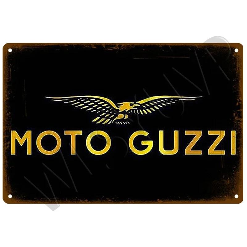 Moto Guzzi Gammal Man Plakett Metall Vintage Tennskylt Shabby Chic Dekor Metallskyltar Vintage Barinredning Metallaffisch Metallplatta