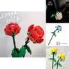 Beautiful Rose Flower Building Block Set Compatible With Perfect For Gifting