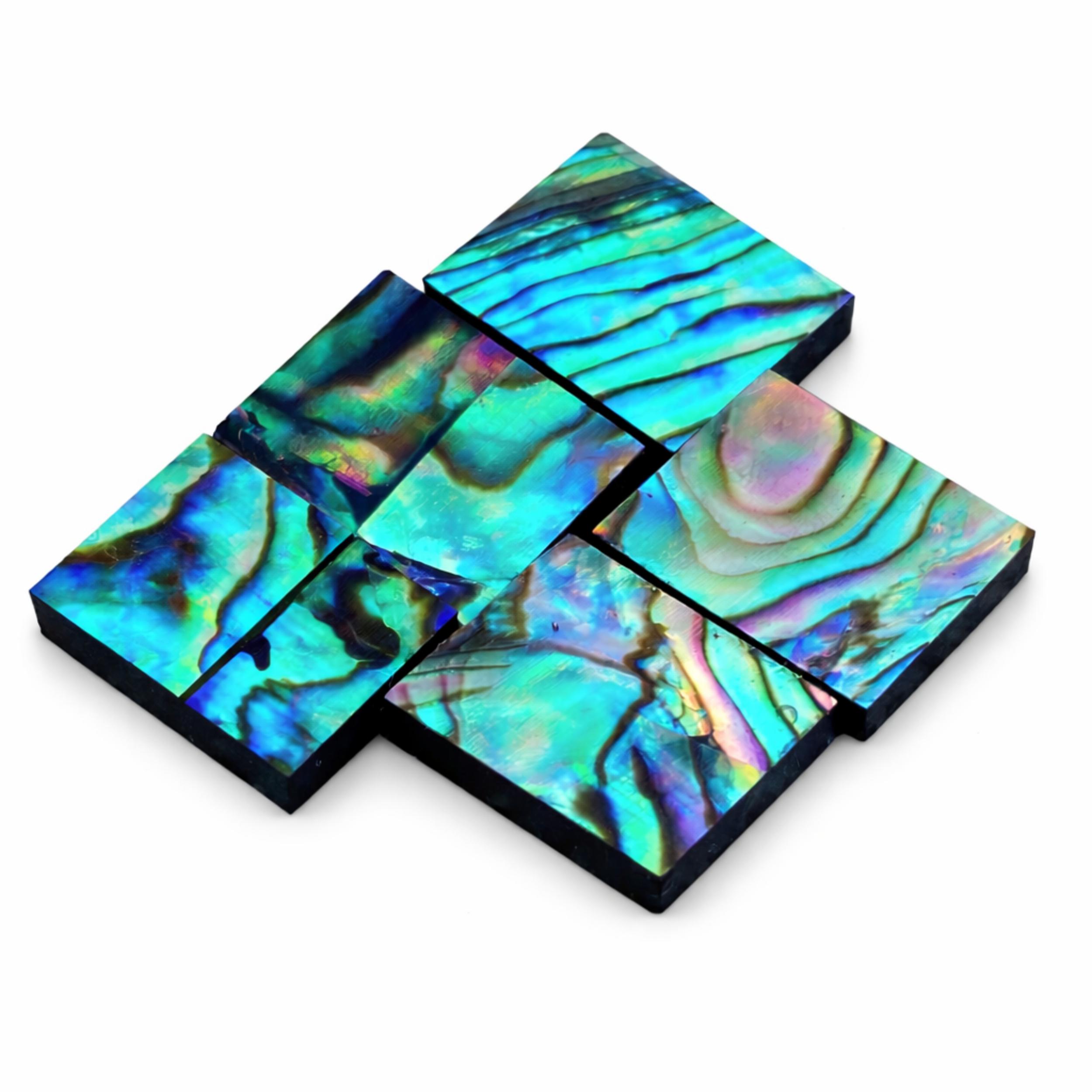 AAA+ Abalone Shell Cabochon Rectangle, Flat Back Natural Shell Gemstone, Iridescent Jewelry Making Supply 6x7mm синий