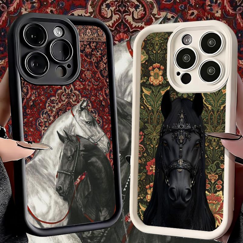 Phone Case for iPhone 17 Air 16E 15 16 Pro Max Horse Art Aesthetics Cover 14 Plus 13 12 Mini Soft Shell Silicone Fundas
