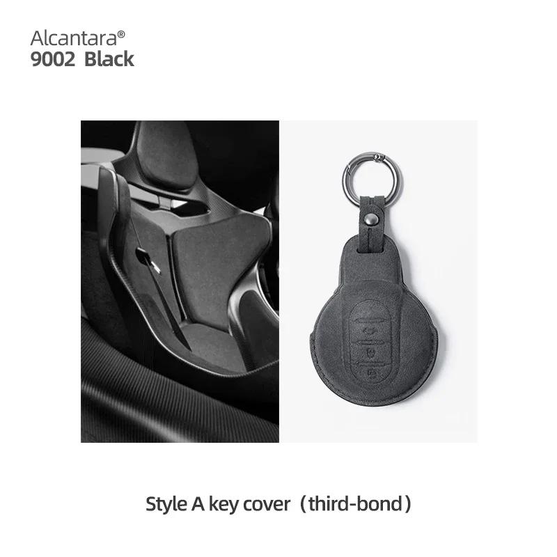 

Betterhumz Car Key Case Cover For BMW Mini COOPERS ONE JCW F56 F55 F54 F57 F60 R55 R56 R57 R58 R59 S Roadster Made of Alcantara 9002 Black A
