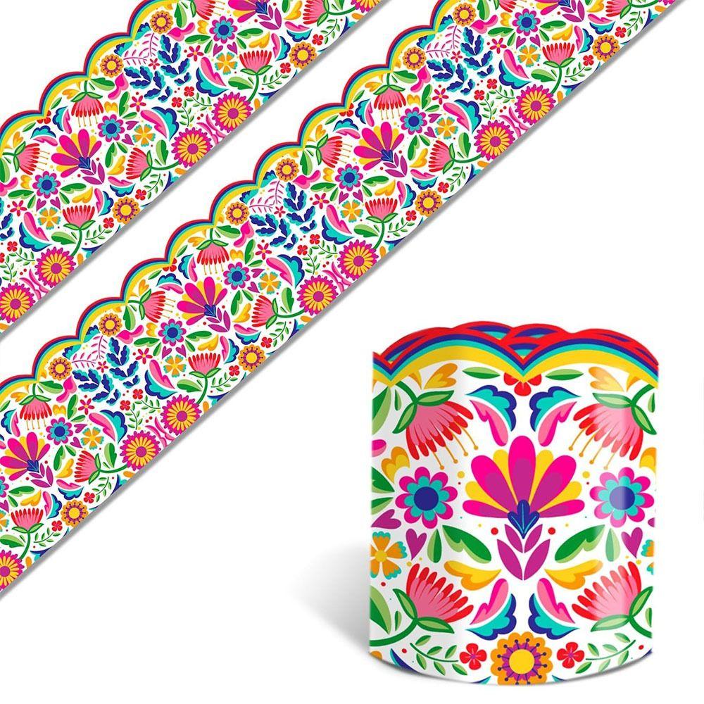 Mexican Flowers Border Decorative Sticker Self Adhesive DIY Poster Border Stickers Black Board Decorative Stickers