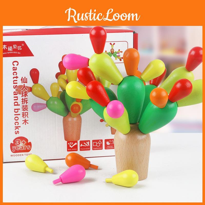 Holz Steck-Kaktus Bausteine Kinder Lernen Entwicklung Kognitiv