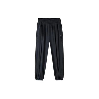 Solid Color Loose Fit Cuffed Sports Pants Women Bottoms Black 962227734-4