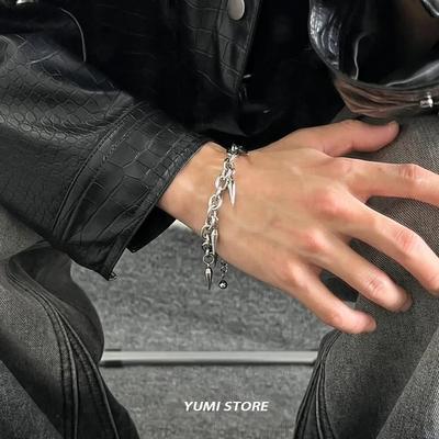 Punk Rivet Bracelet For Man Woman Hip Hop Titanium Steel Rivet Pendant Bracelet Retro Street Jewelry Kpop Accessories Wholesale