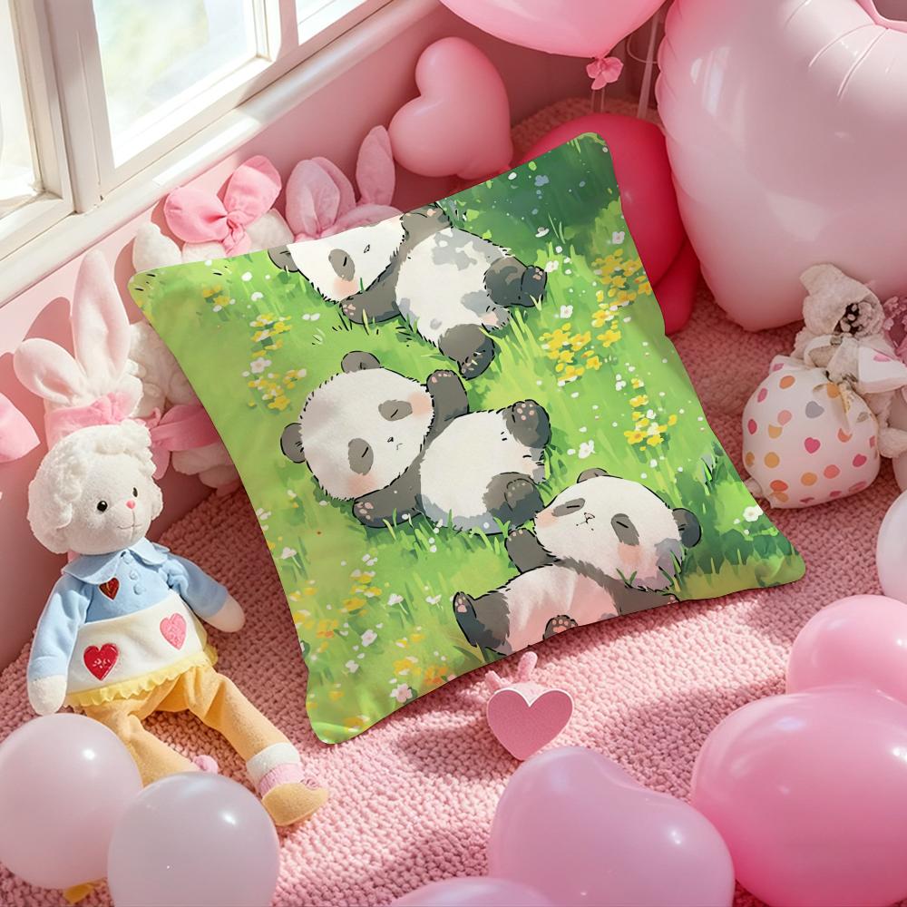 hand-drawn panda Cute Cushion Cover Pattern Printed Pillowcase for Living Room Sofa Cushion Cover & Bedroom Decor