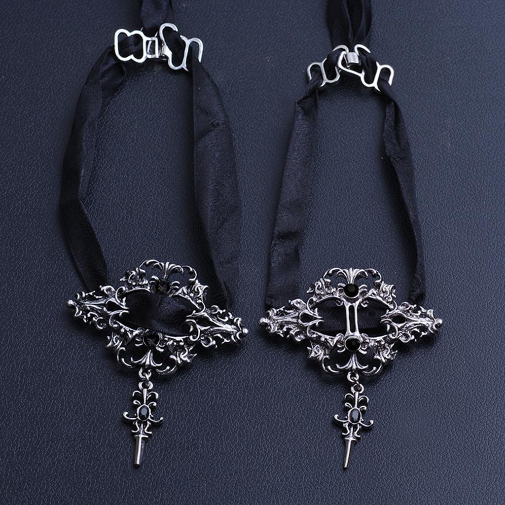 Women Gothic Black Lace Necklace for Halloween Punk Costume Party Royal Court Vampire Choker Jewelry Gift Vintage Choker