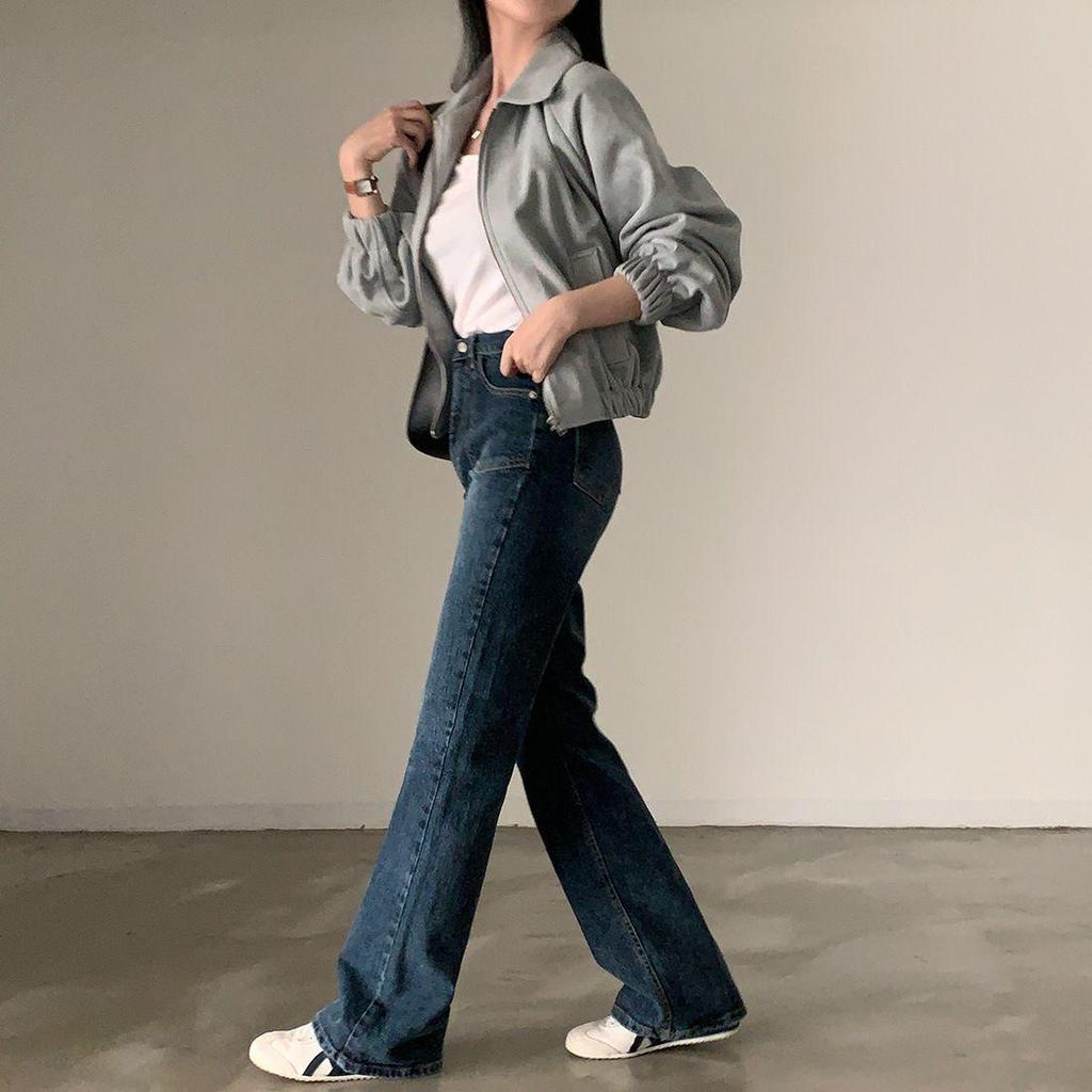 Koreanische Schicke Retro Wildleder Taillenbetonende Kurze Jacke