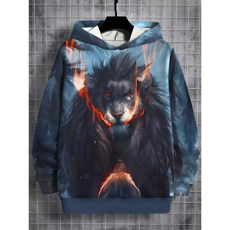 

Осенние мультяшные толстовки с 3D-принтом с животными, модные, повседневные, спортивные, с длинными рукавами, детские, для мальчиков 160