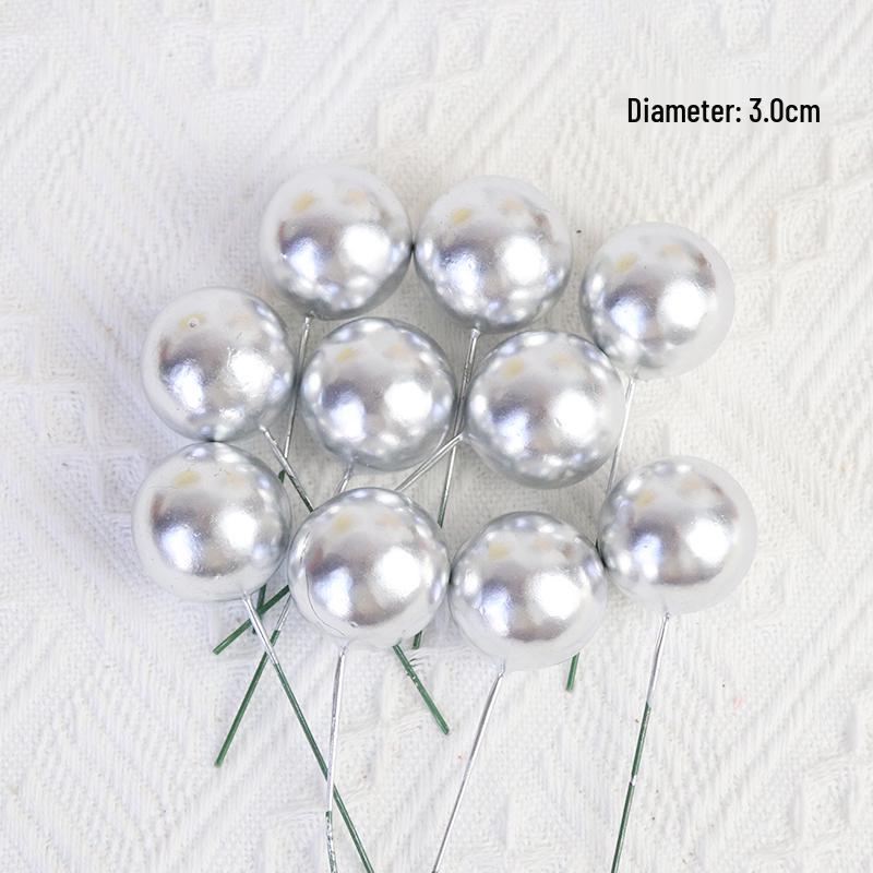 Gold and Silver Cake Decoration Balls Set - 10-Piece Birthday Topper Accessories