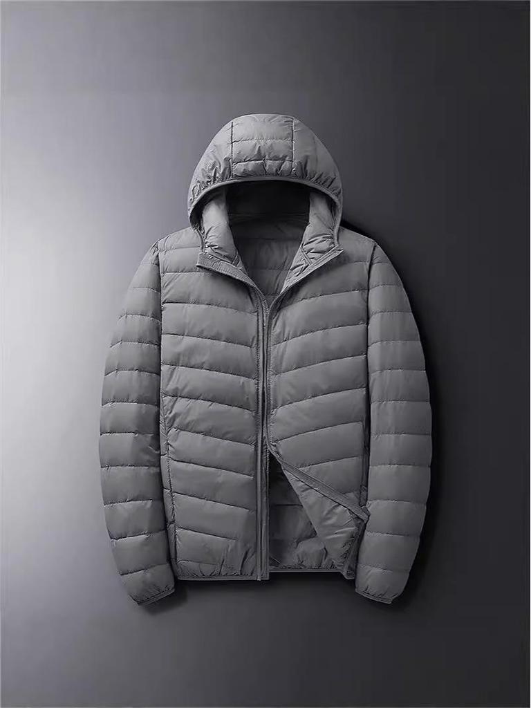 NASA Men's Lightweight Hooded Down Jacket - Winter Fashion, Short, Simple, Packable, Versatile