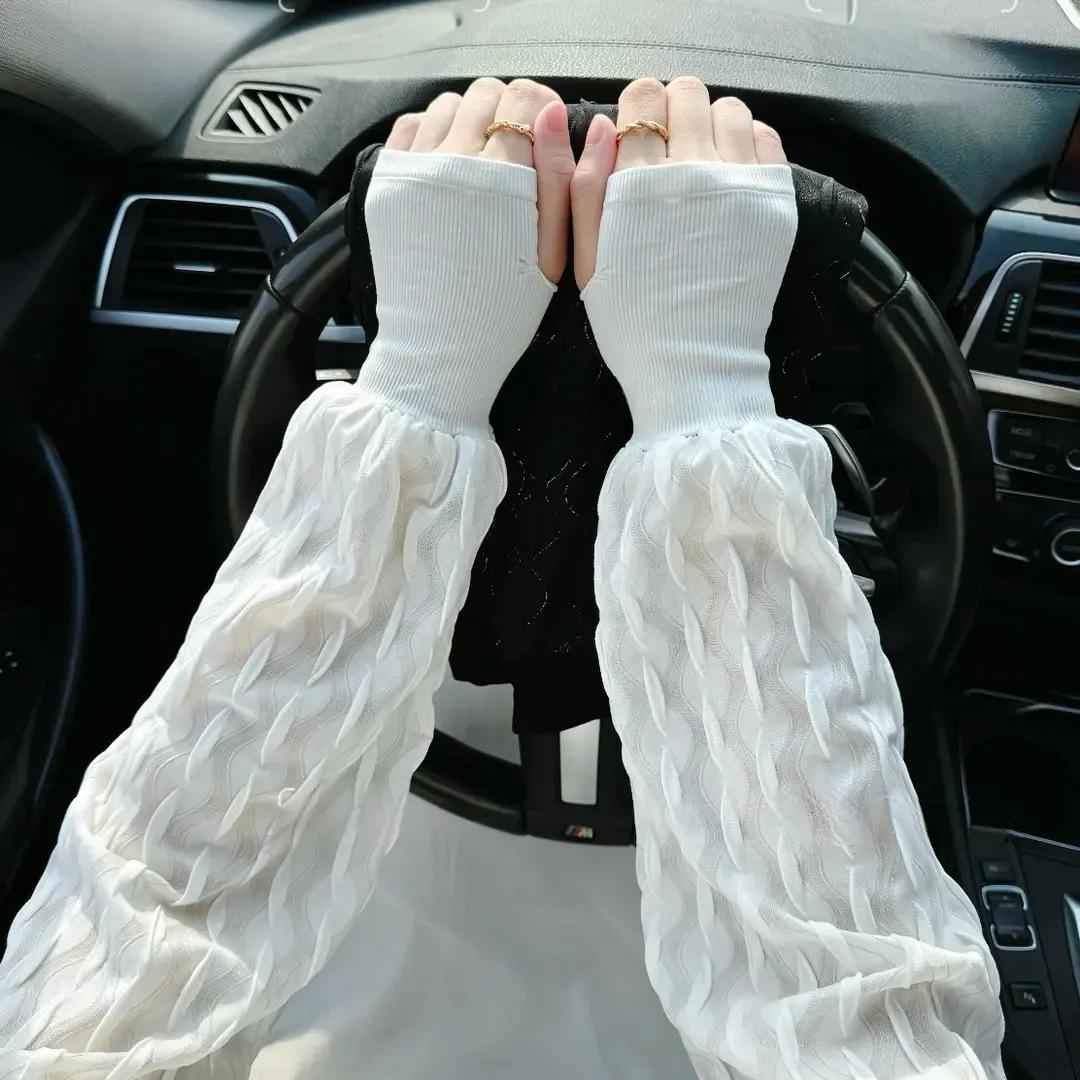 

Женские летние свободные нарукавники с рукавами-пузырями для защиты от солнца 1 pair of arm warmers бежевый