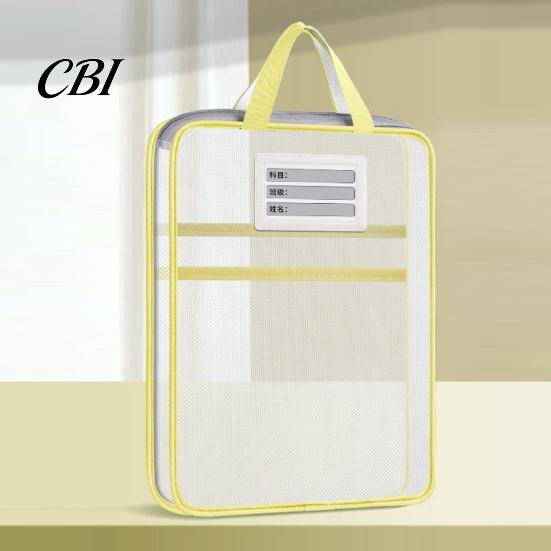 Clear Mesh Pouches Transparent Nylon Document Bag, Portable Lightweight File Organizer with Zipper Travel Holders And Strap, Large Capacity Holder for