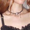Double-Layer Leather Love Pendant Necklace Female Niche Design Sense Simple Personality Light Luxury Versatile Neck Chain Collarbone Chain